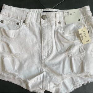 Aeropostale White Distressed High-Rise Denim Shorts